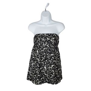 Banana Republic Black White Strapless Silk Blouse